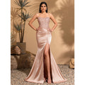 Satin Pleated Floor-Length Sequined Patchwork Strapless Dress With Back Ties Nexsora Home Satin Pleated Floor-Length Sequined Patchwork Strapless Dress With Back Ties Satin Pleated Floor-Length Sequined Patchwork Strapless Dress With Back Ties  Nexsora Home