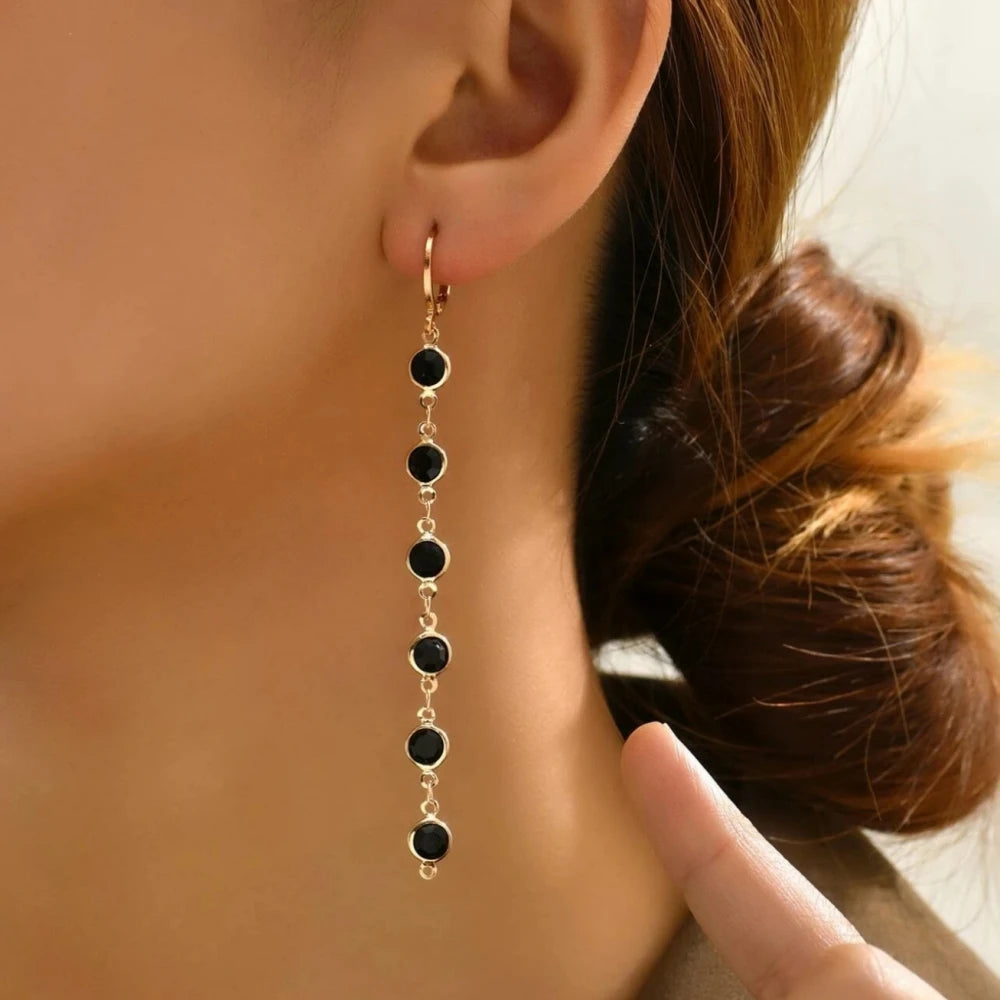 Colorful Rhinestone Tassel Earrings