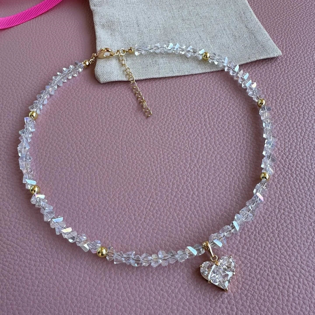 Zircon Heart Pendant Necklace