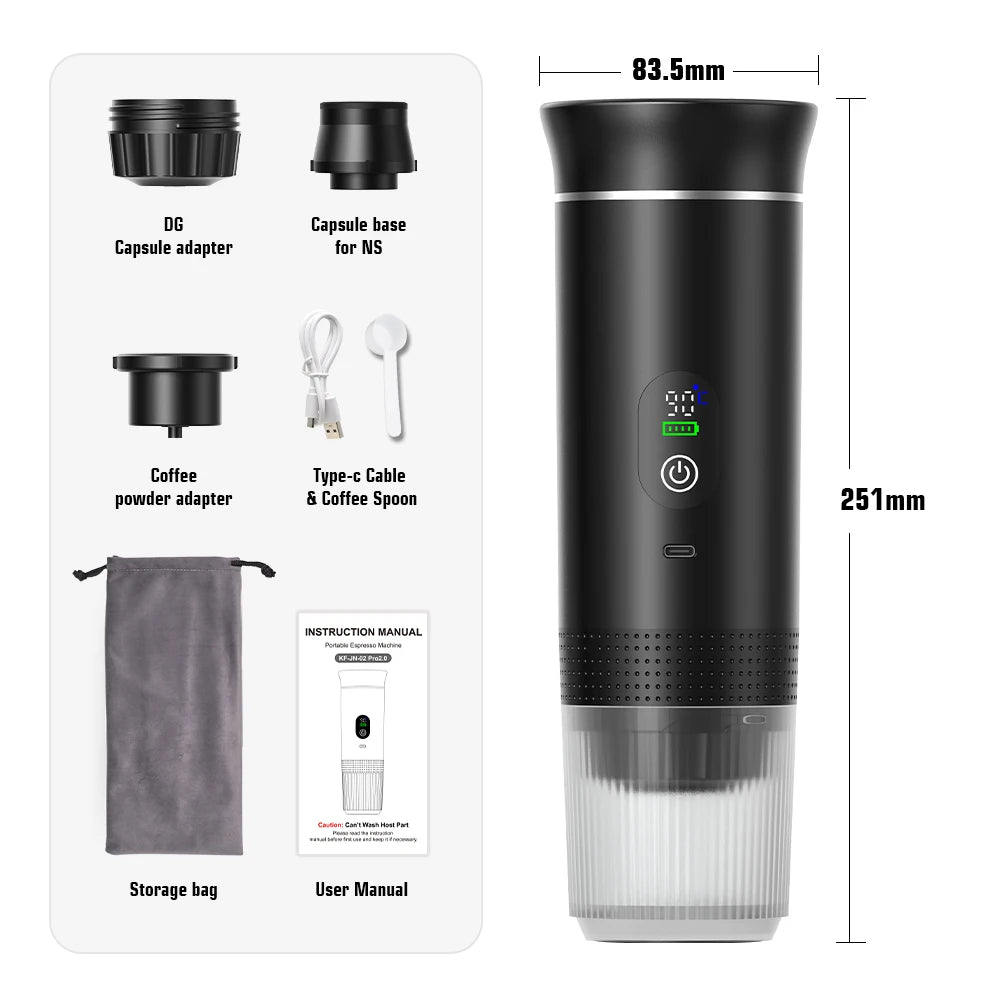 Portable Espresso Machine – 3-in-1 Capsule, Pod & Ground Coffee Maker