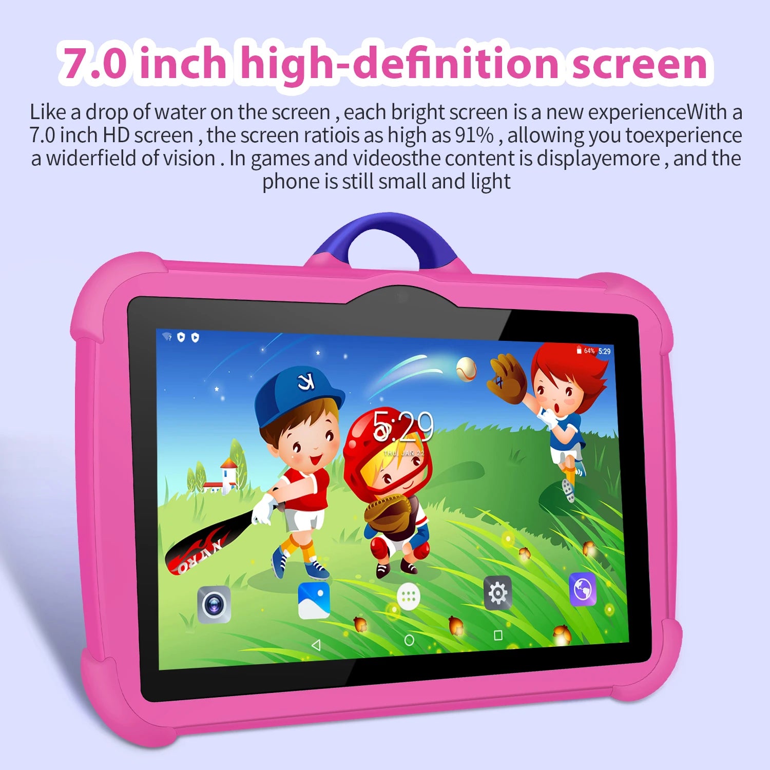 Kids Learning Tablet 7" – Cartoon Design | 4GB RAM 64GB ROM | Android | Education & Games | Perfect Children's Gift