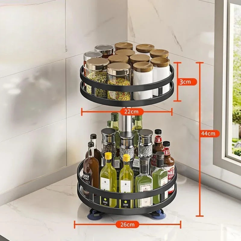 360° Rotating Spice Rack – 1, 2 or 3 Tier, Round or Square