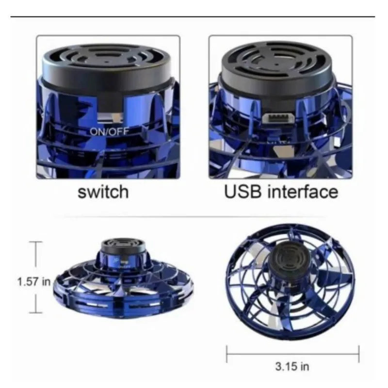 Flynova Led UFO Flying Saucer Induction Aircraft Remote Control Mini Drone Toys Anti Gravity Spinning Top Gesture Suspended Gyro