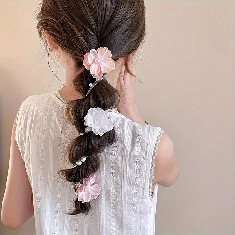 Pearl Flower Hair Tie – Bohemian Ponytail Scrunchie