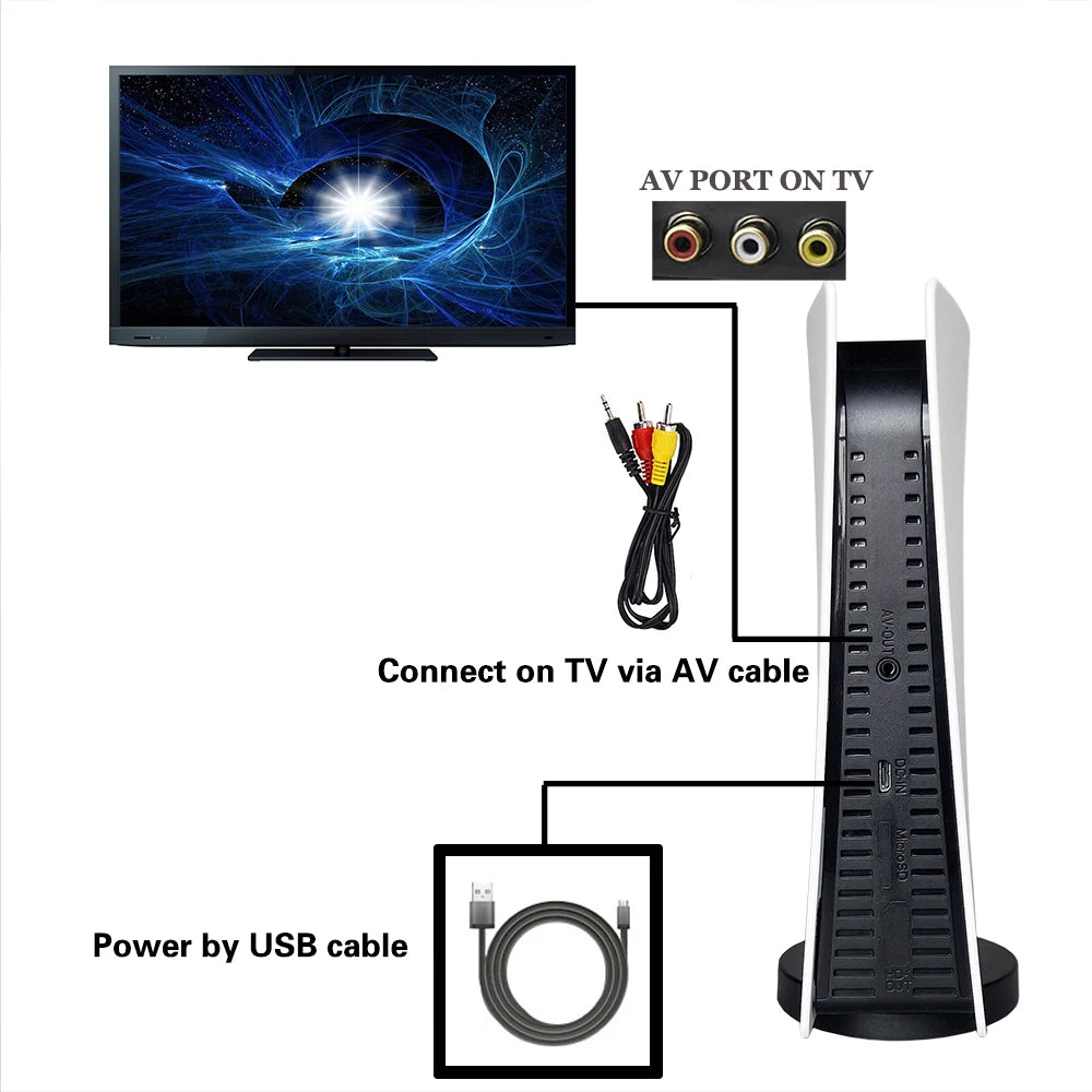 GS5 Mini Retro Game Console — 200+ Games, 8-Bit, AV Output, USB