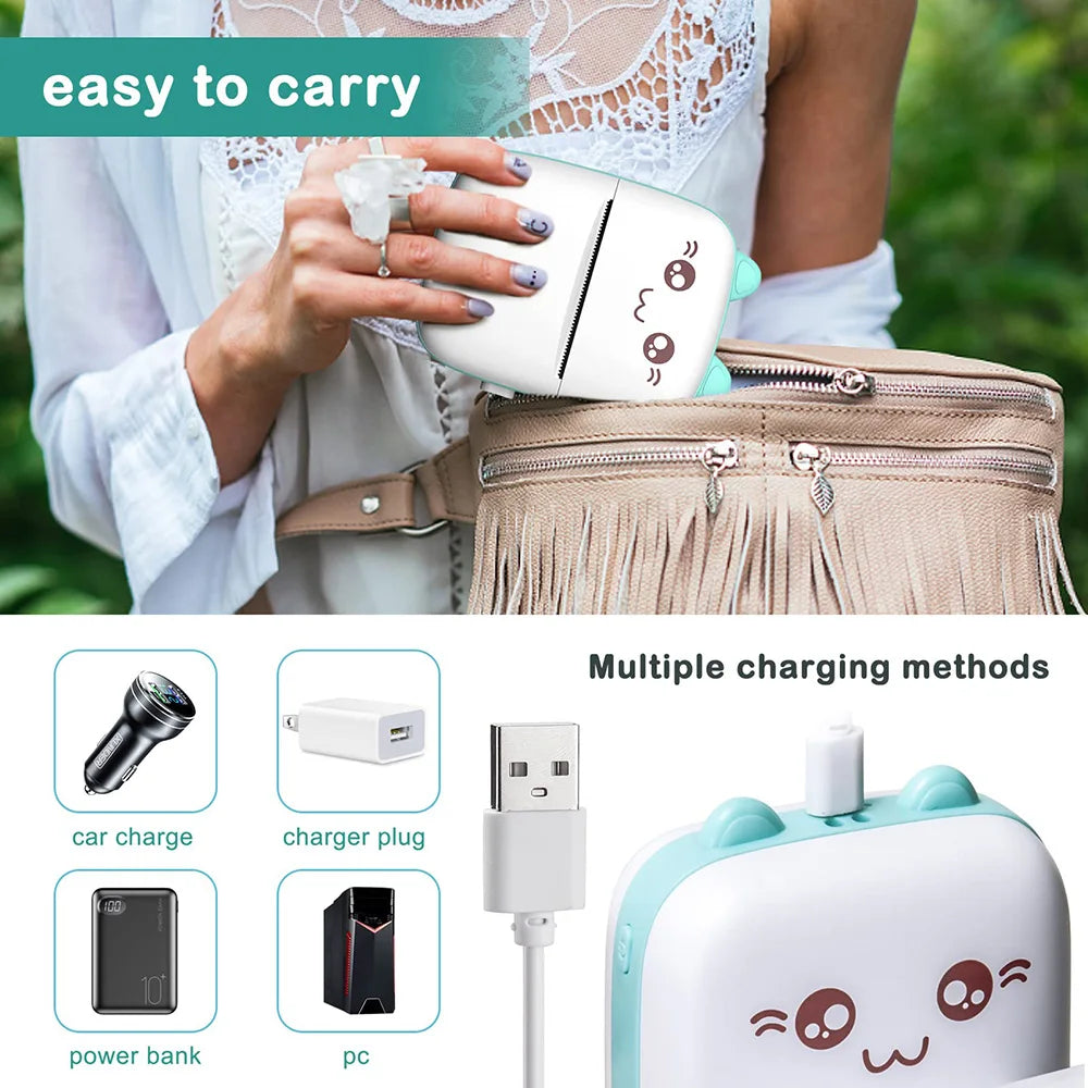 Mini Pocket Printer – Portable Bluetooth Thermal Printer for Photos, Labels, Notes & QR Codes