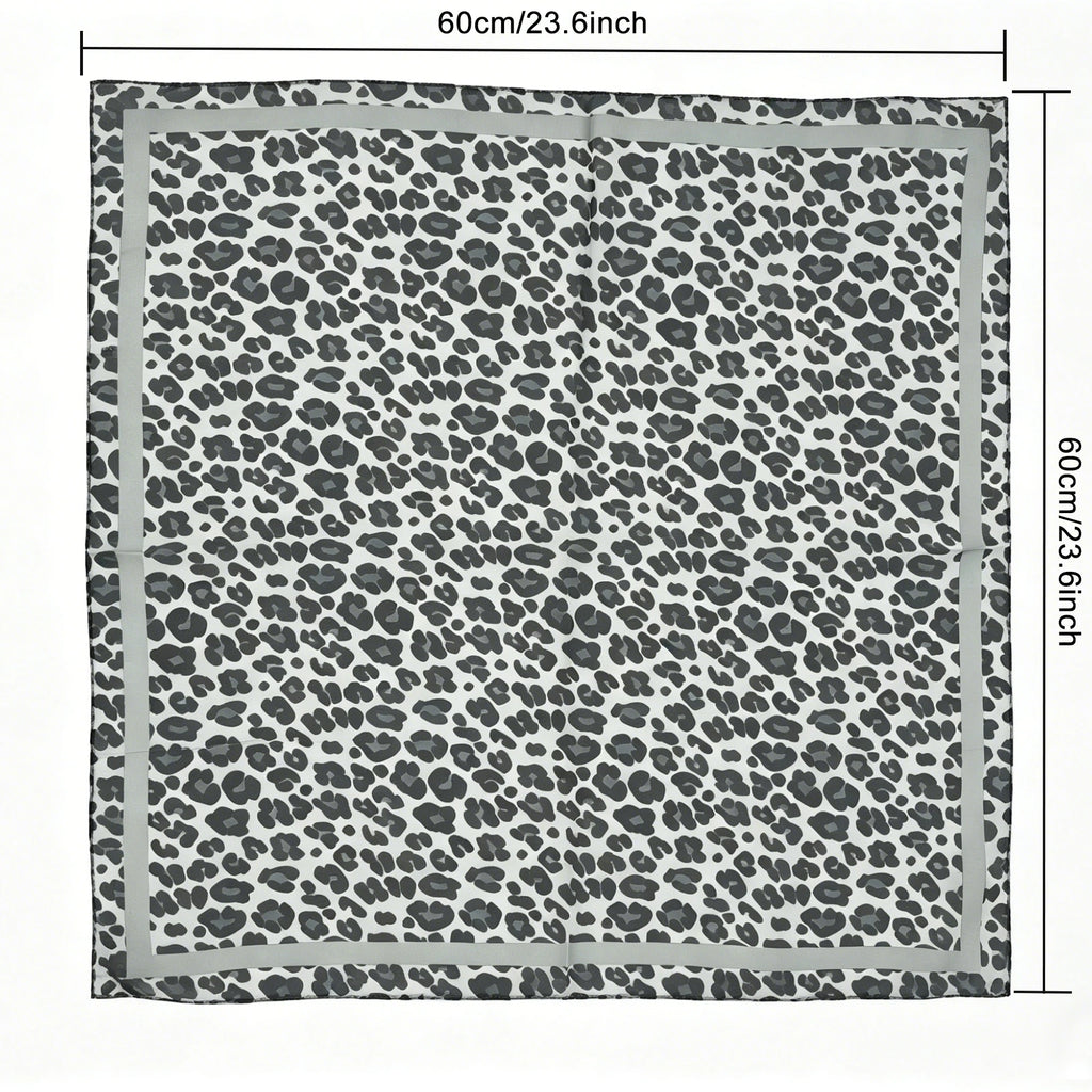 Leopard Print Magnetic Buckle Square Scarf