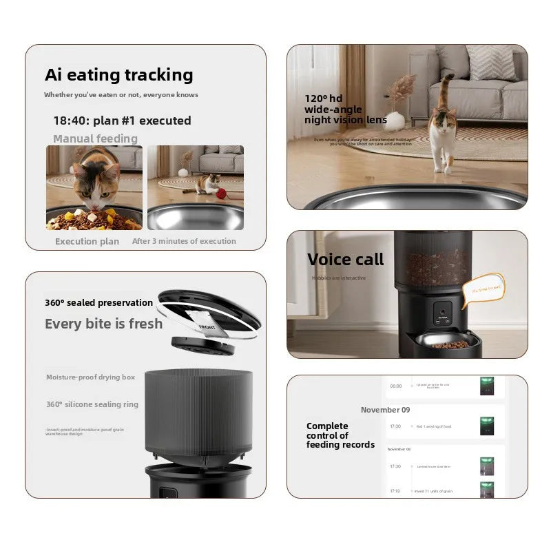 WiFi Smart Pet Feeder & Water Fountain Set with Camera