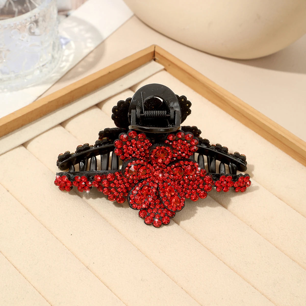 Rhinestone Flower Hair Claw Clips