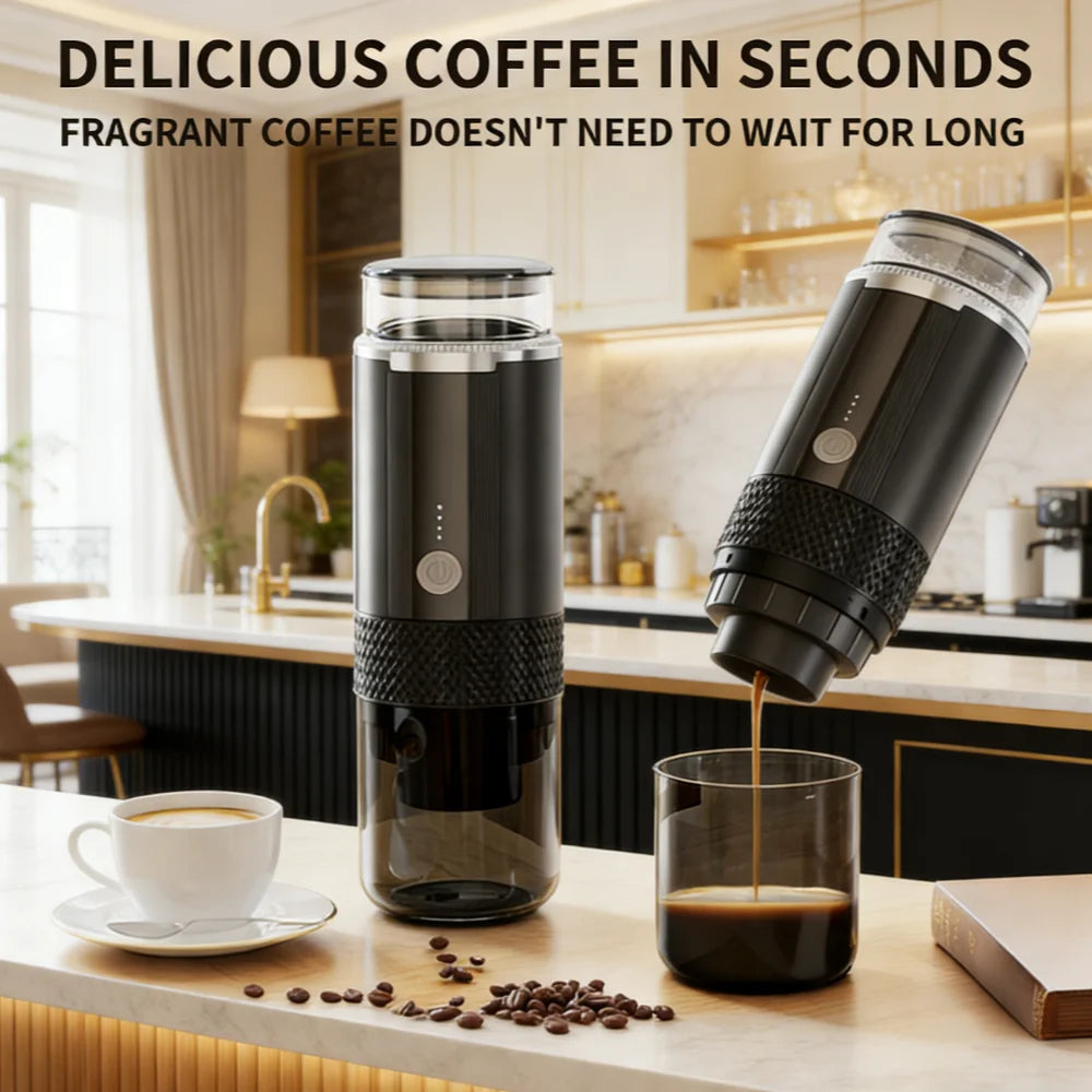Electric Portable Coffee Maker – Capsule & Ground Coffee Compatible | Single Cup | K-Cup Pod Ready