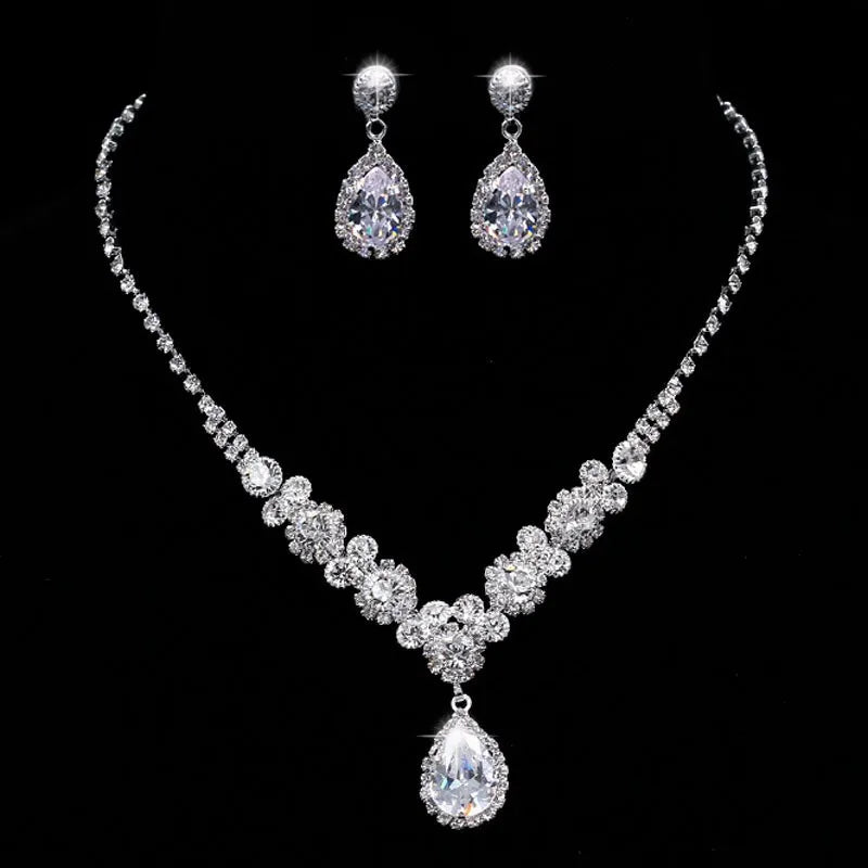 Moissanite Diamond Luxury Jewelry Set — Pendant Necklace & Earrings