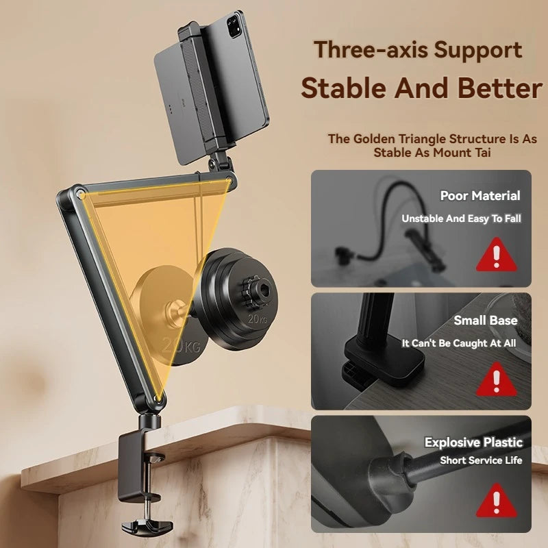 Rotatable Long Arm Phone & Tablet Stand | Flexible Holder for Bed & Desk