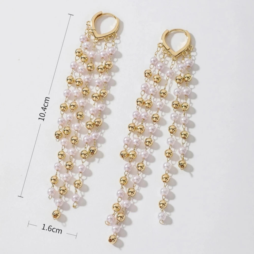 Pearl Tassel Drop Earrings