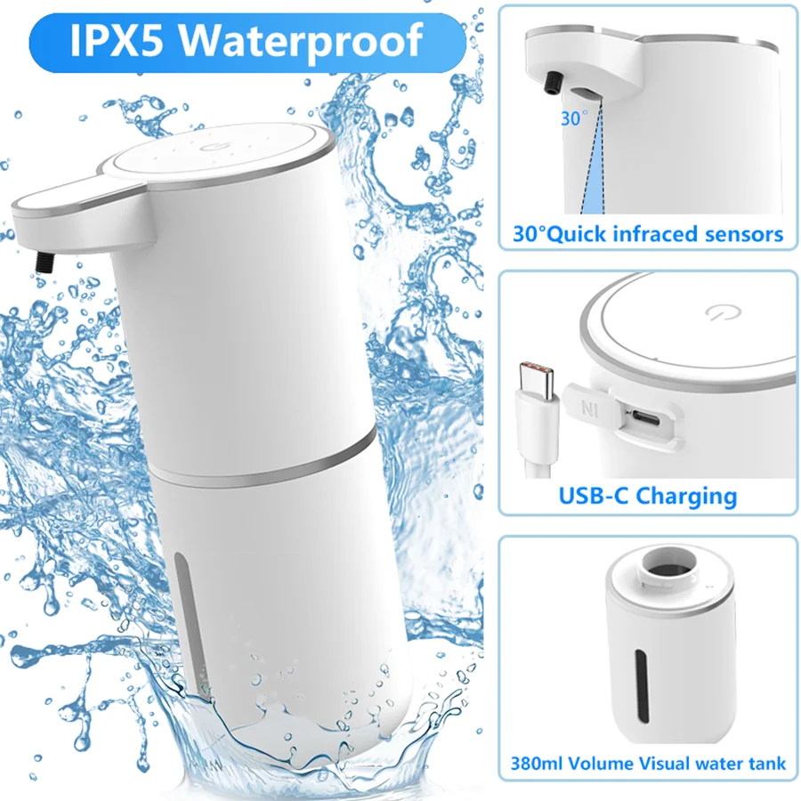 Smart Soap Dispenser – 380ml, Touchless, Wall or Tabletop