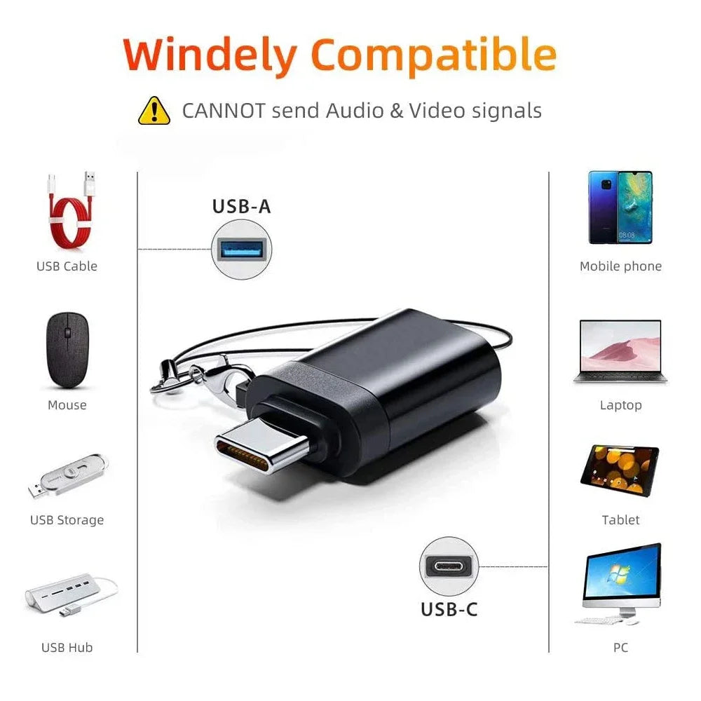 USB-A to USB-C OTG Adapter (2-Pack) for MacBook, Samsung & iPhone