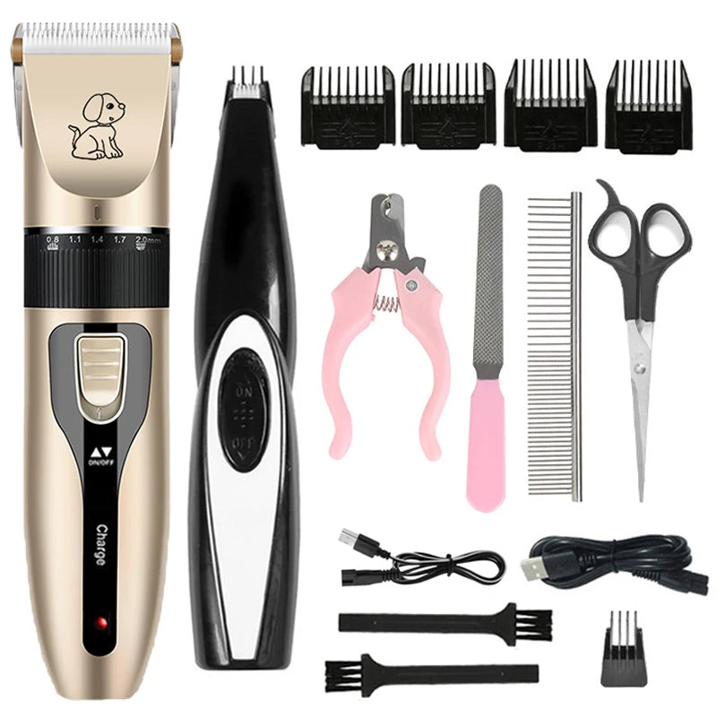 Professional Rechargeable Pet Grooming Clipper Kit – Dog & Cat Hair Trimmer Set