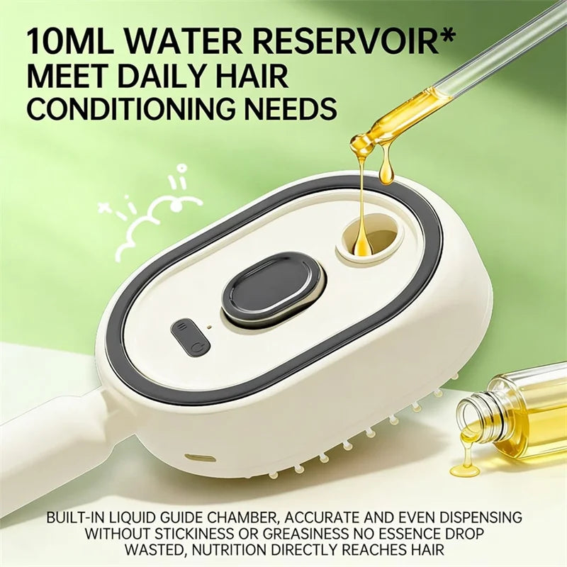 3-in-1 Electric Spray Massage Comb — Steam, Essential Oil & Self-Cleaning Hair Brush