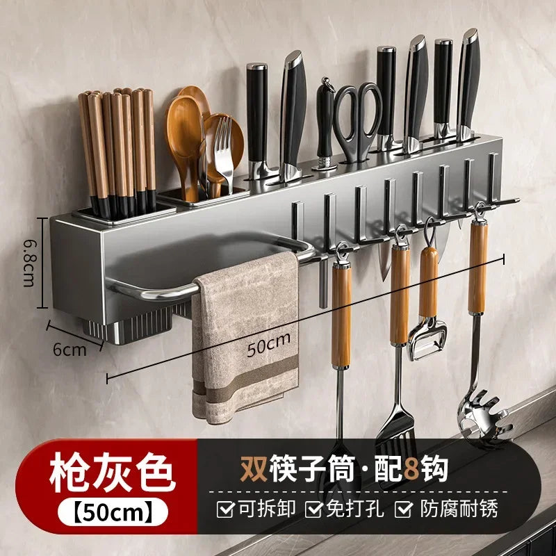 Hole-Free Wall Mounted Knife & Cutlery Organizer