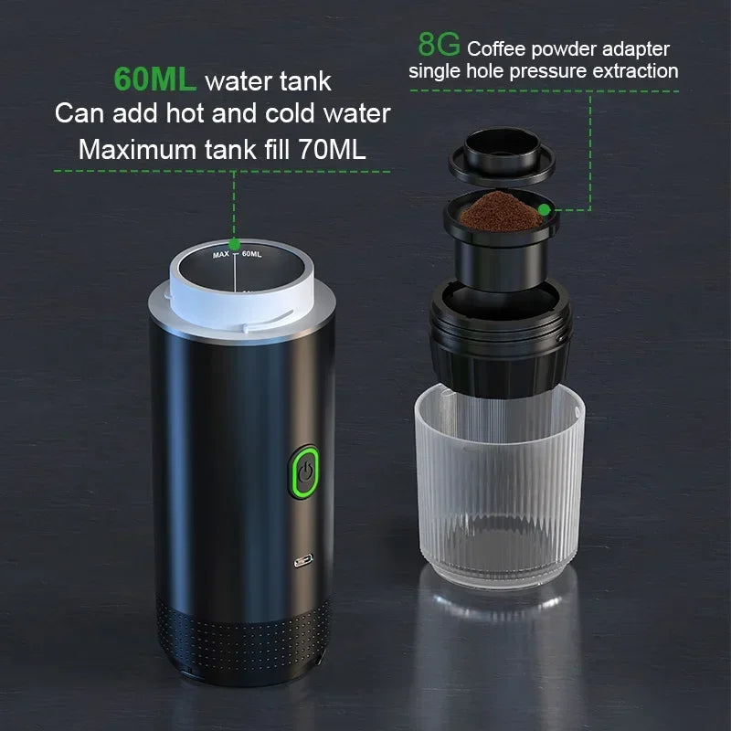 Portable Espresso Machine – 3-in-1 Capsule, Pod & Ground Coffee Maker