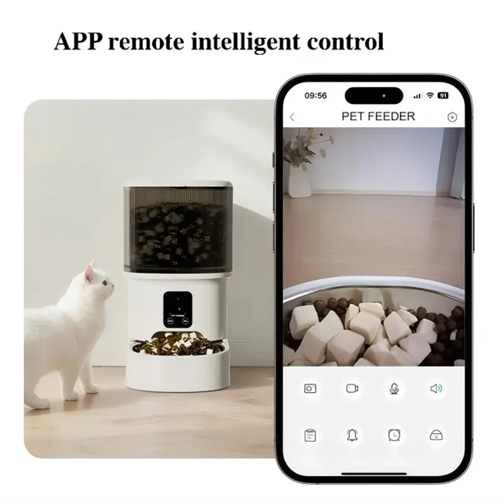 4L large capacity cat feeder, intelligent APP and high-definition camera, stainless steel food bowl