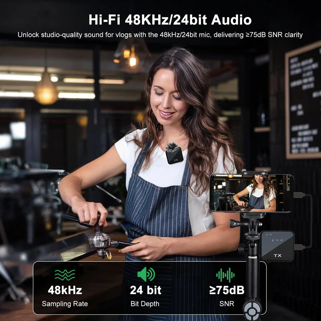 3-in-1 Wireless Lavalier Microphone — 328ft Range, iPhone & Android Compatible