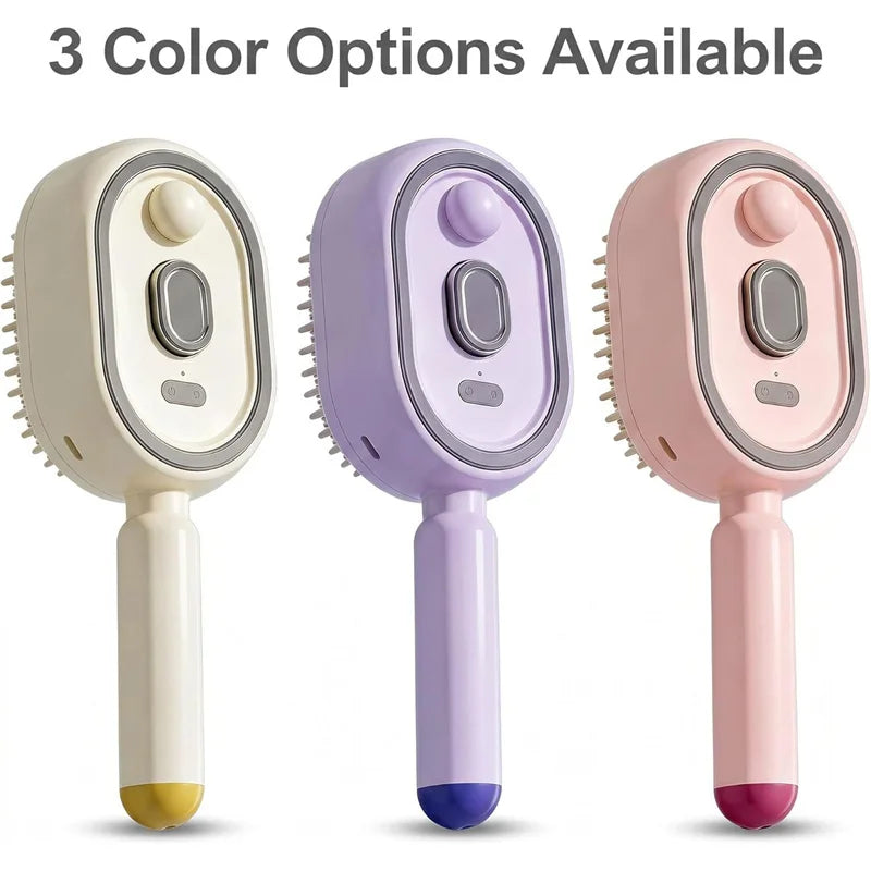3-in-1 Electric Spray Massage Comb — Steam, Essential Oil & Self-Cleaning Hair Brush