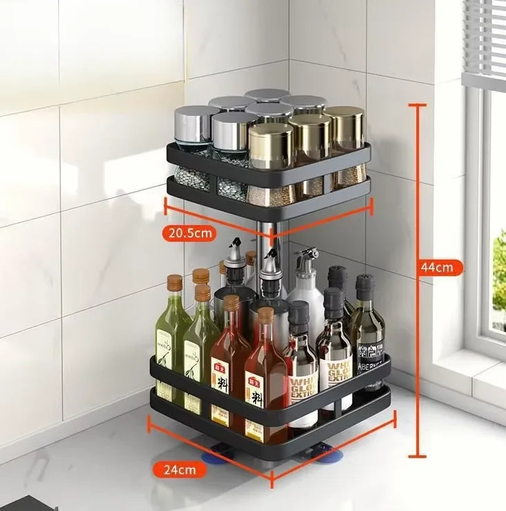 360° Rotating Spice Rack – 1, 2 or 3 Tier, Round or Square