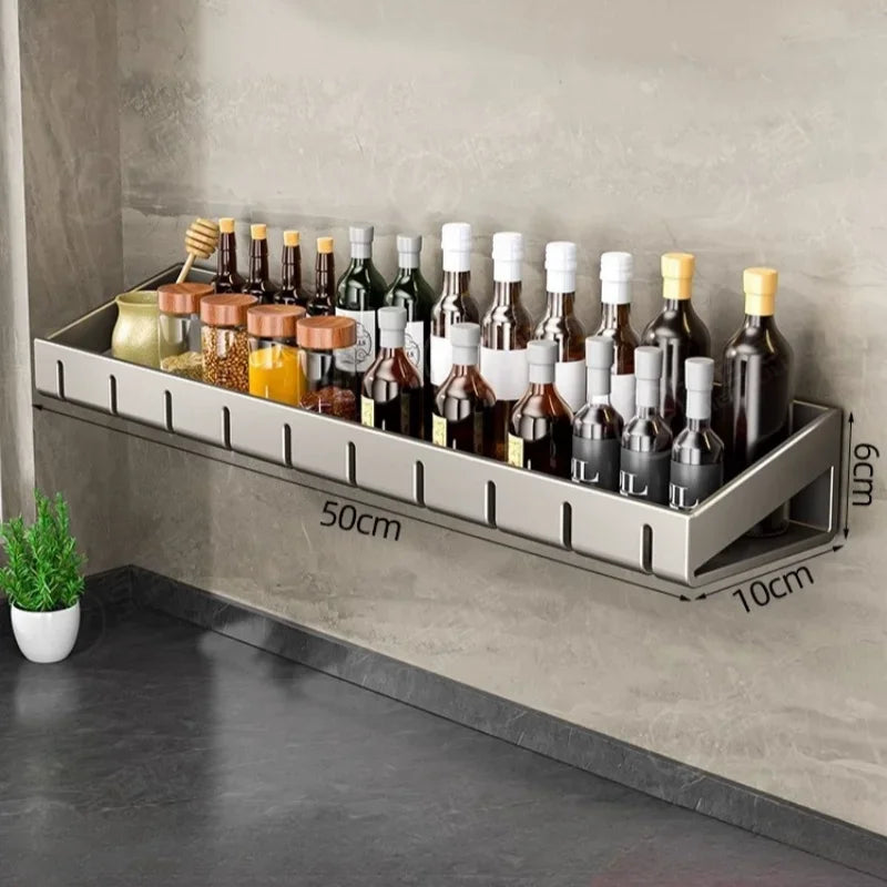 Wall-Mounted Spice Rack – No-Drill, Space Aluminium, 30/50/60cm