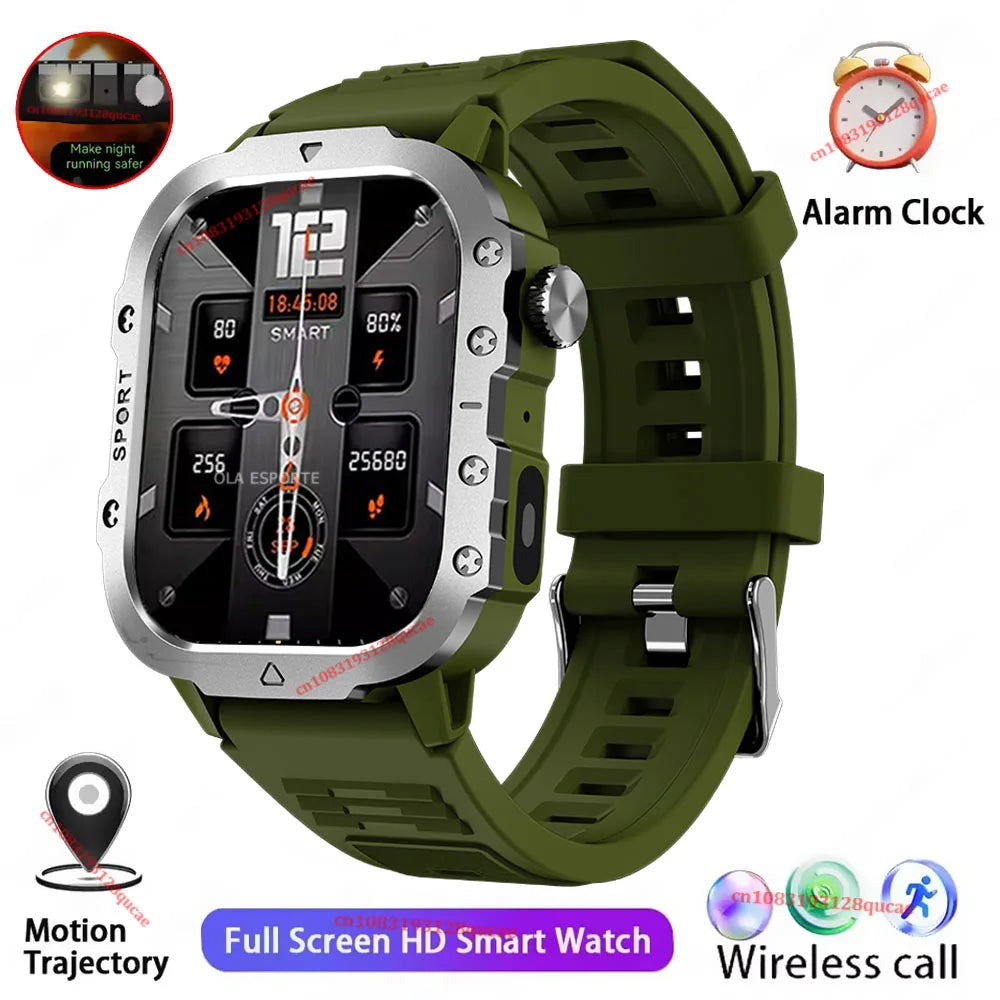 New- 2026 New Military Smart Watch Men IP67 3ATM Outdoor Sports Fitness Tracker Blood Pressure Health Monitor BT Calls GPS Smartwatch