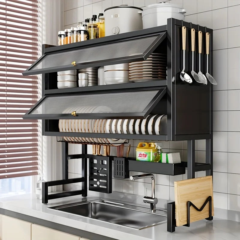Over-the-Sink Dish Rack with Utensil Holder