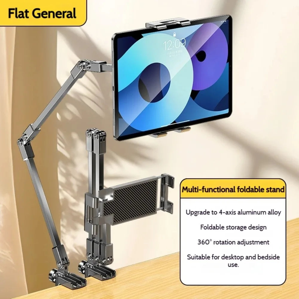 NEW Adjustable 3 Section Foldable Tablet Stand Bedside iPad Holder 5-12