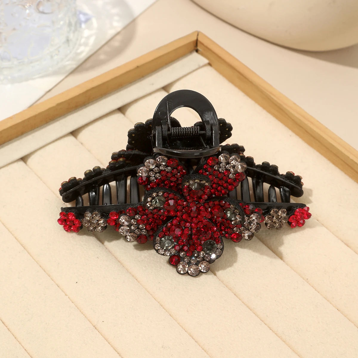 Rhinestone Flower Hair Claw Clips