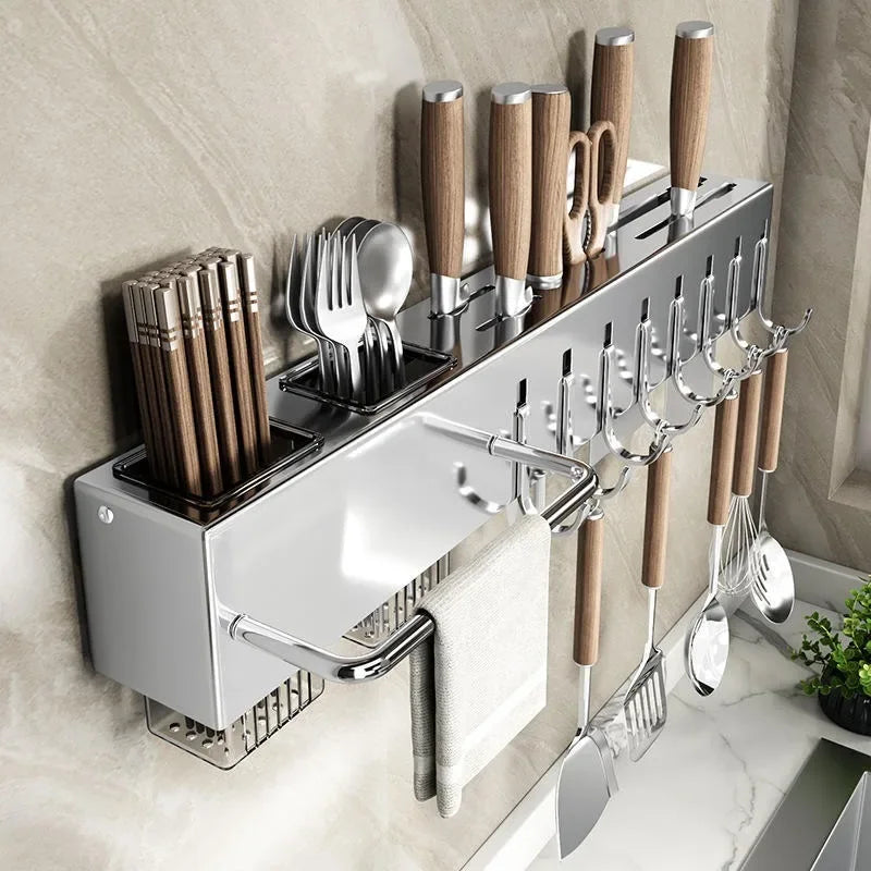 Hole-Free Wall Mounted Knife & Cutlery Organizer