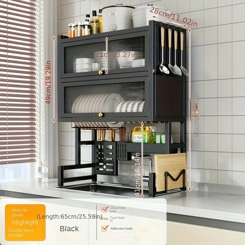 Over-the-Sink Dish Rack with Utensil Holder