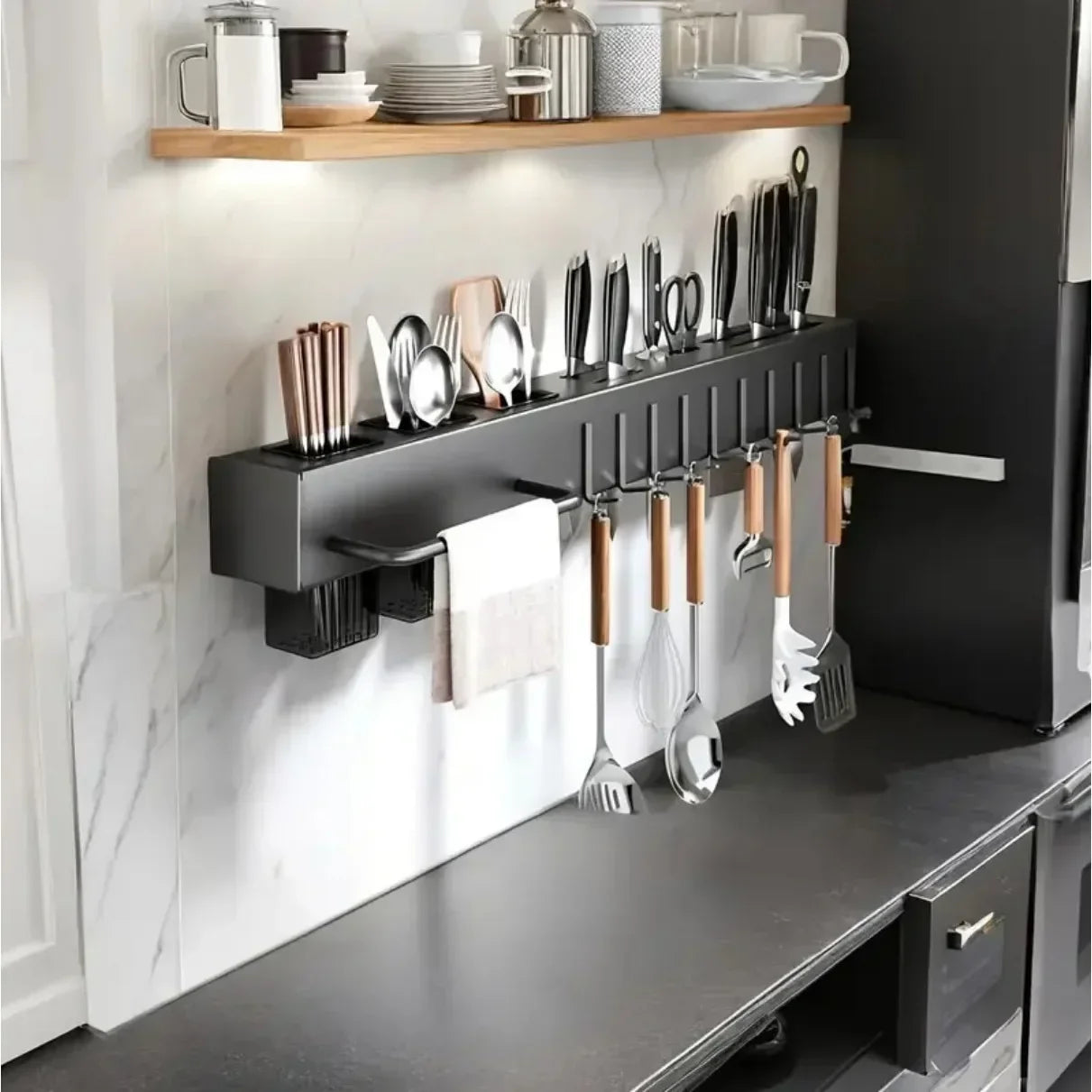 Hole-Free Wall Mounted Knife & Cutlery Organizer