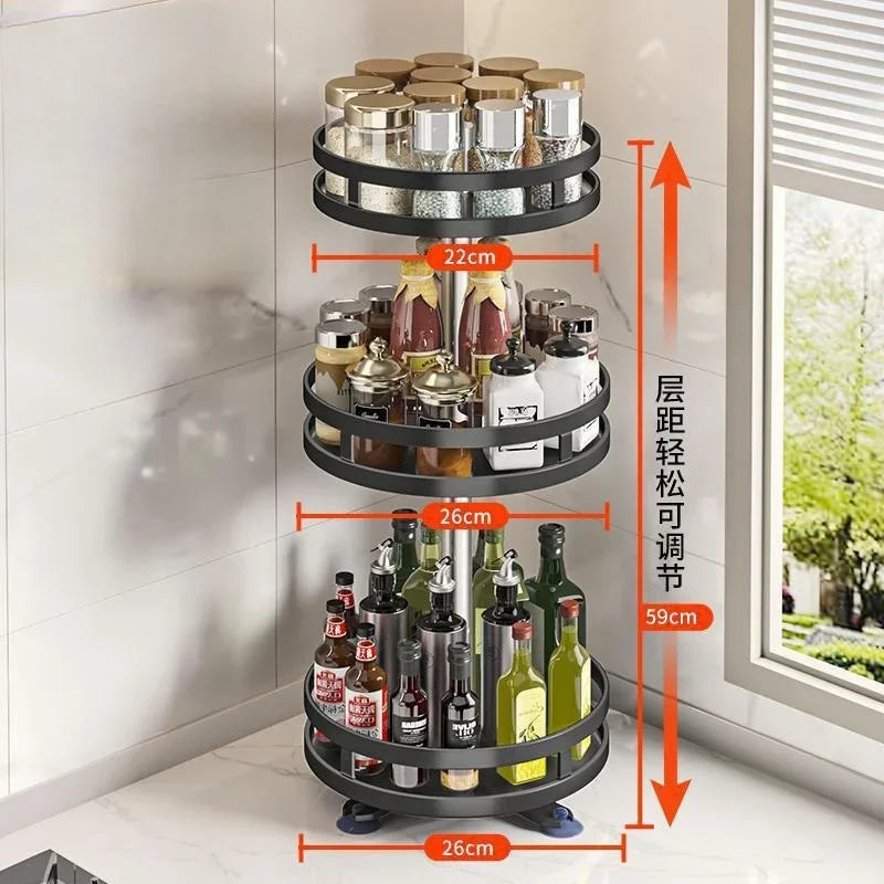 360° Rotating Spice Rack – 1, 2 or 3 Tier, Round or Square
