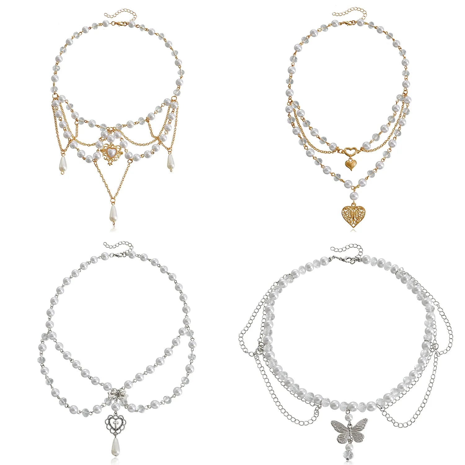 Butterfly Heart Fairycore Choker Necklace
