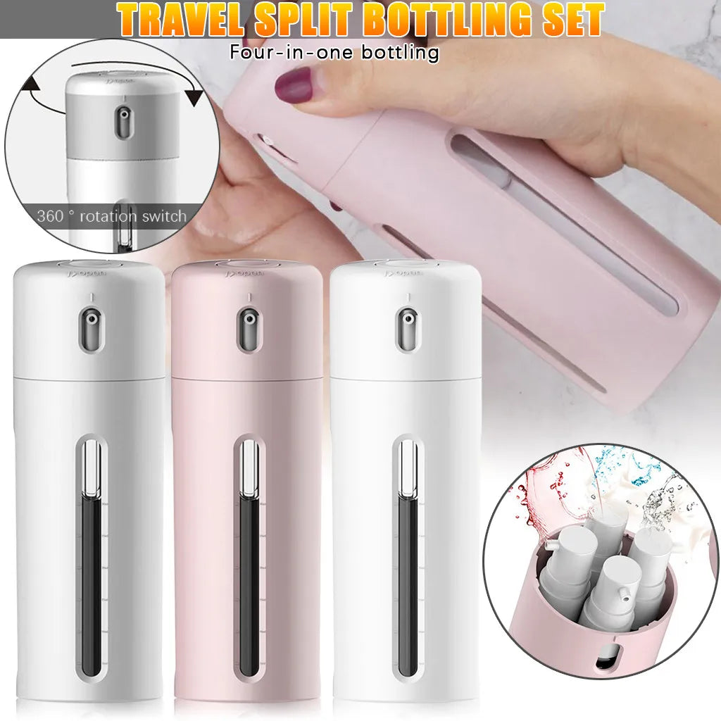4-in-1 Travel Dispenser Bottle Set – Refillable Press Container (30ml x 4)