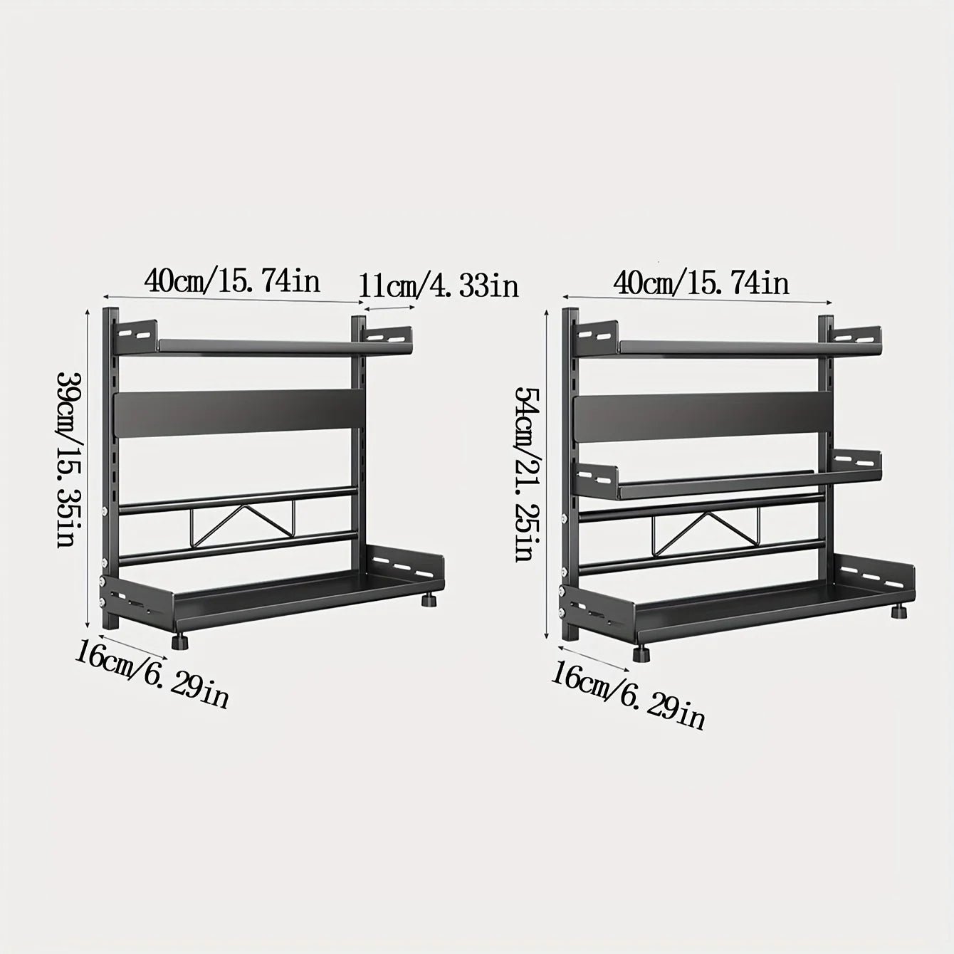 2-Tier Carbon Steel Spice & Utensil Rack | Countertop Kitchen Storage Organiser