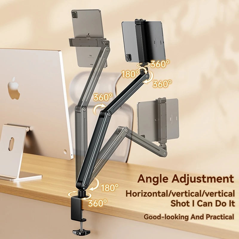 Rotatable Long Arm Phone & Tablet Stand | Flexible Holder for Bed & Desk
