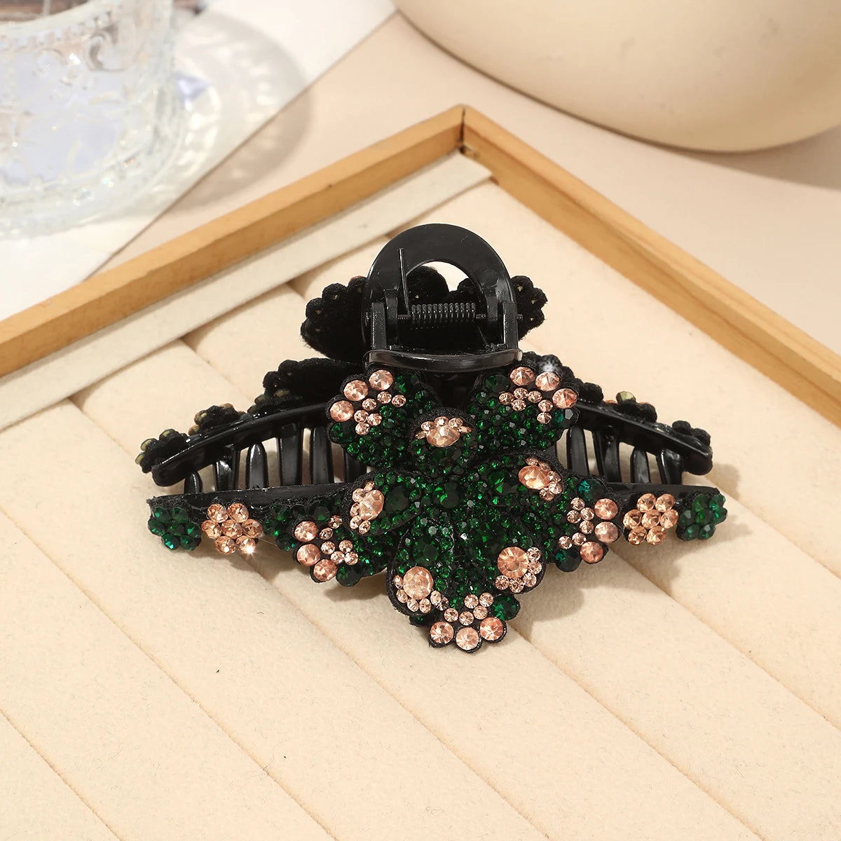 Rhinestone Flower Hair Claw Clips