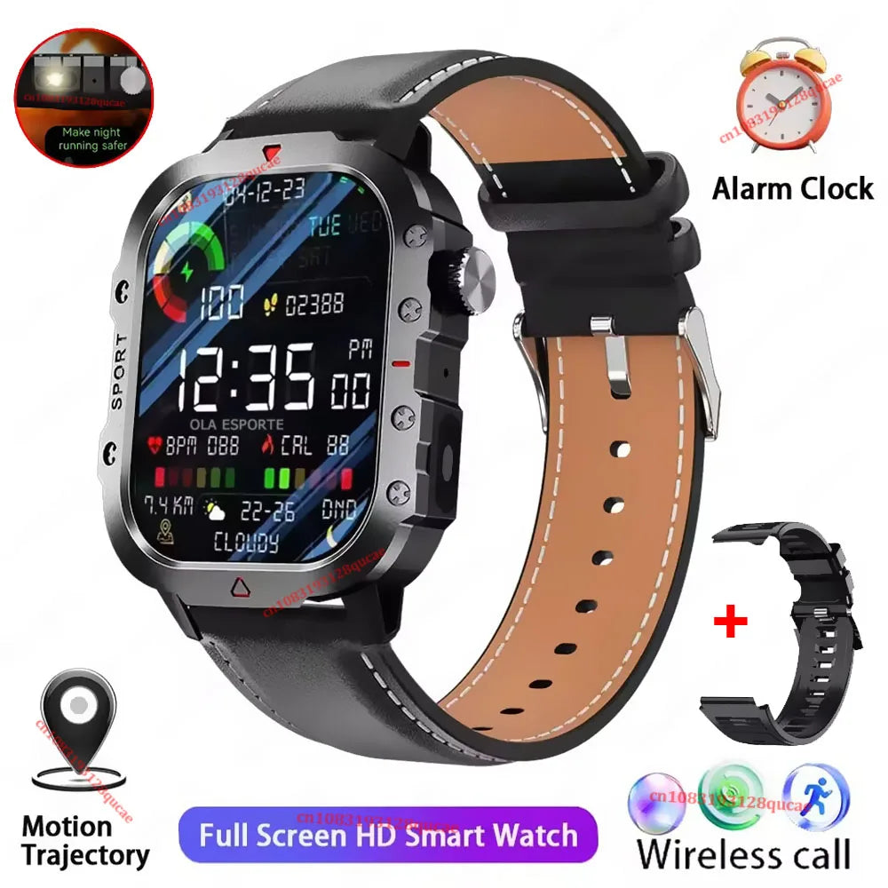 New- 2026 New Military Smart Watch Men IP67 3ATM Outdoor Sports Fitness Tracker Blood Pressure Health Monitor BT Calls GPS Smartwatch