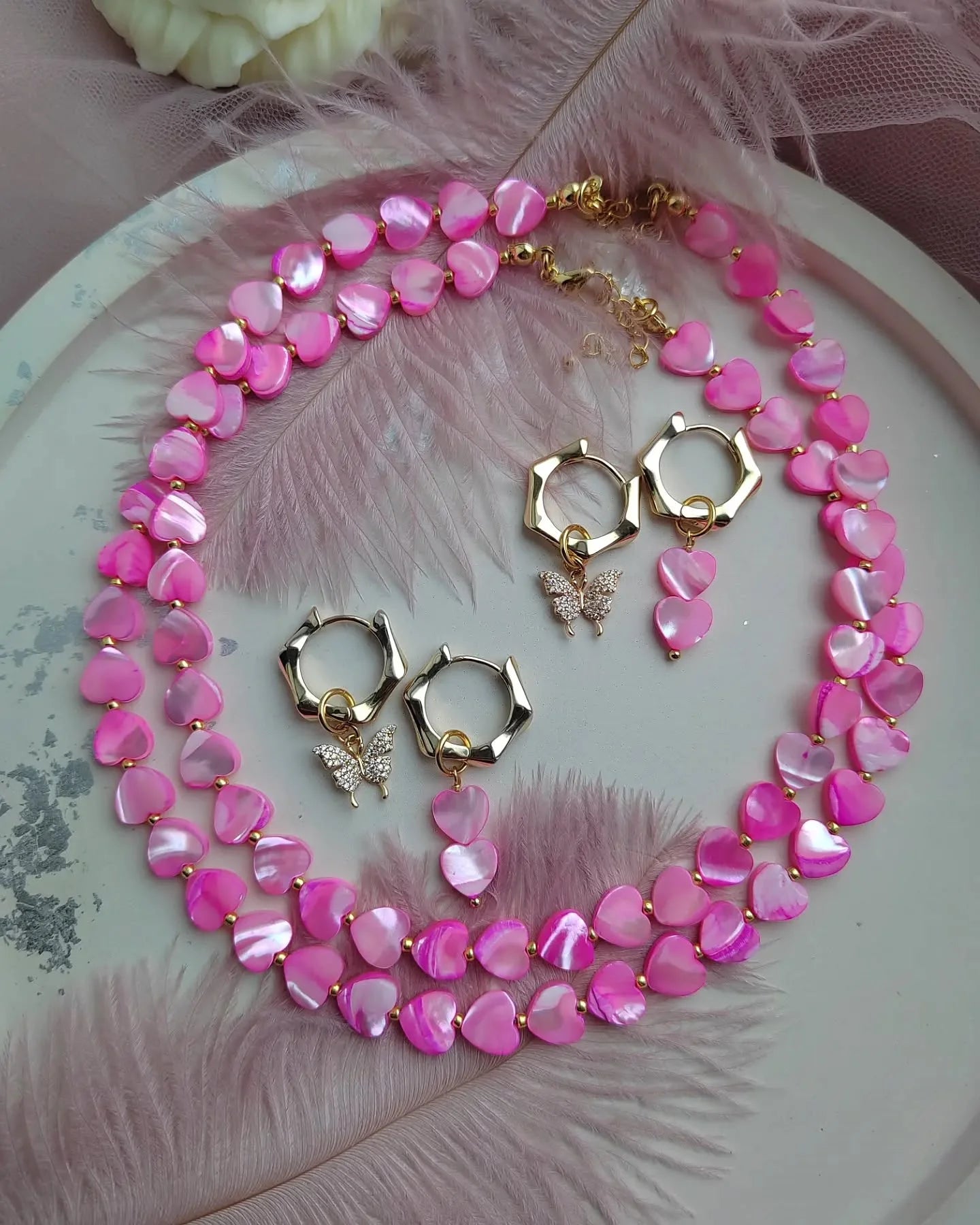 Shell Heart Pearl Beaded Necklace