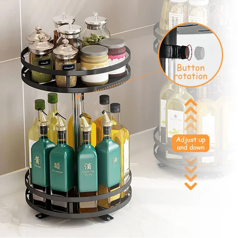 360° Rotating Spice Rack – 1, 2 or 3 Tier, Round or Square
