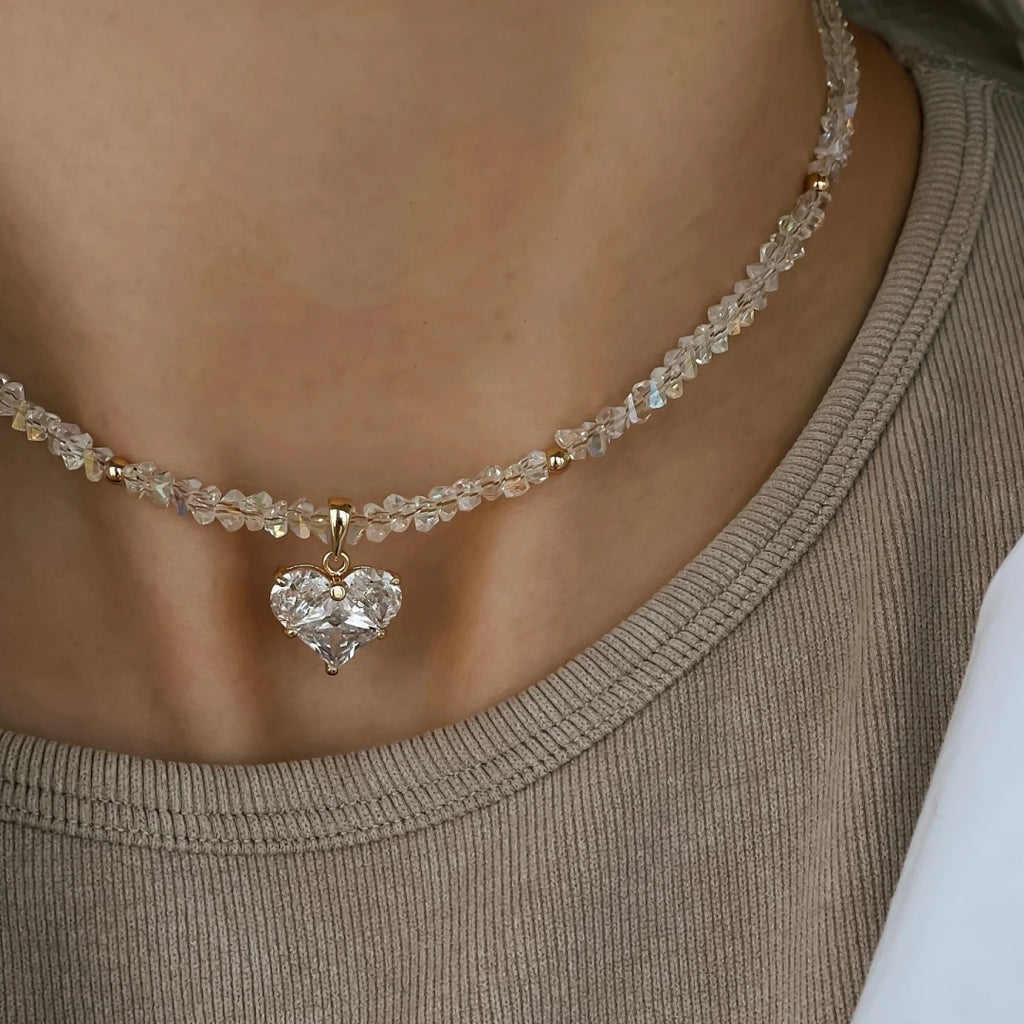 Zircon Heart Pendant Necklace