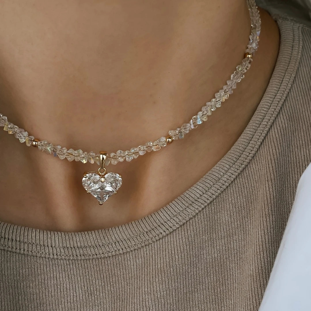 Zircon Heart Pendant Necklace