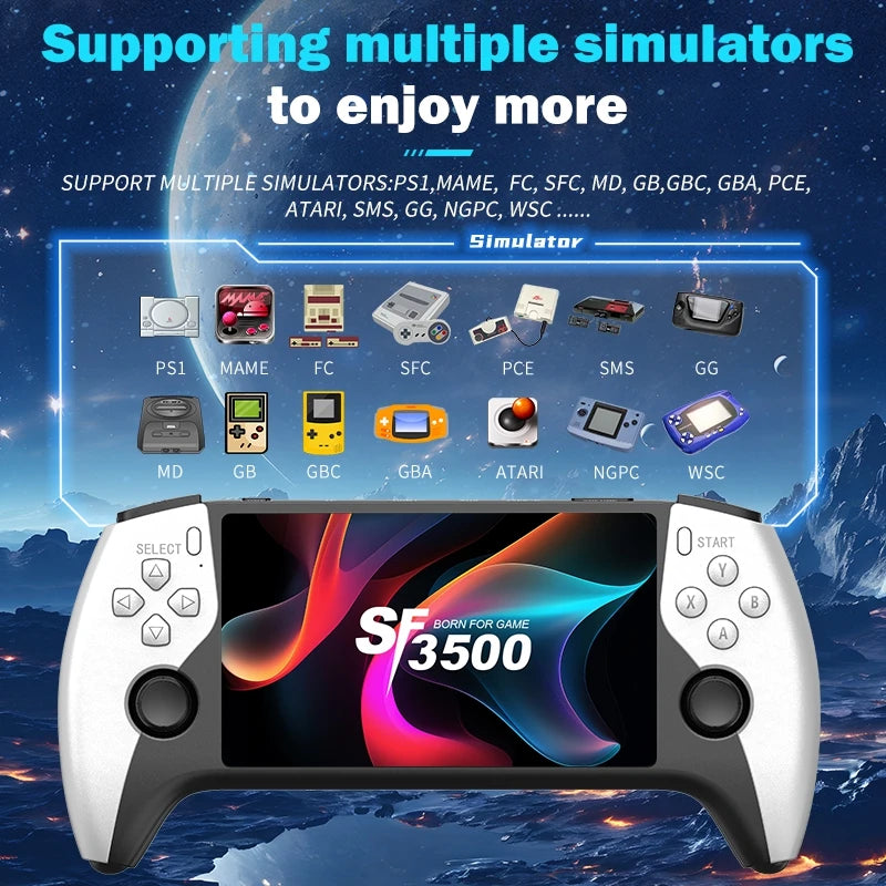 SF3500 Retro Handheld Game Console — 5" IPS HD, Dual Core, 256GB