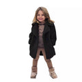 Girls' fashion lapel trench coat in Black