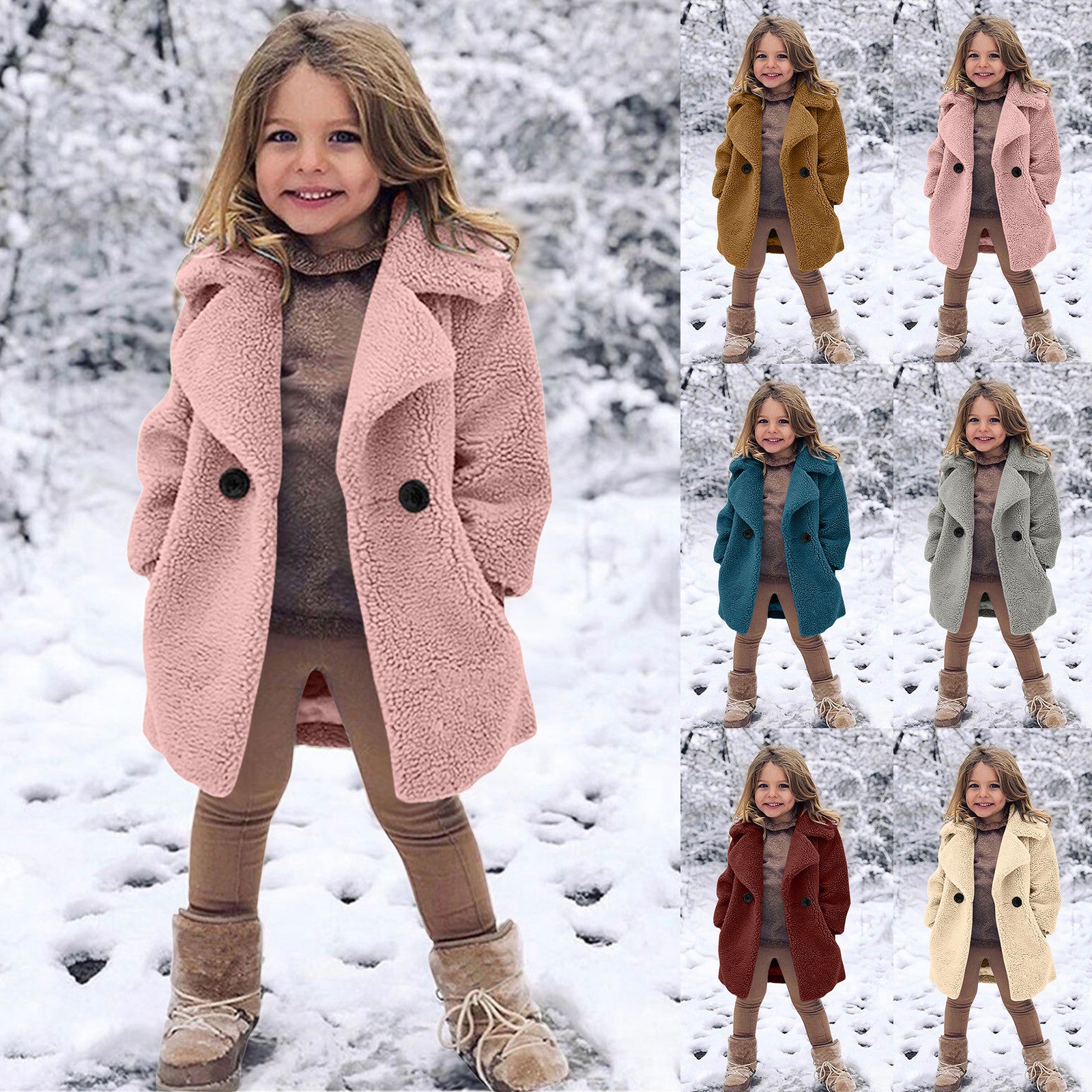 Girls' fashion lapel trench coat in pink