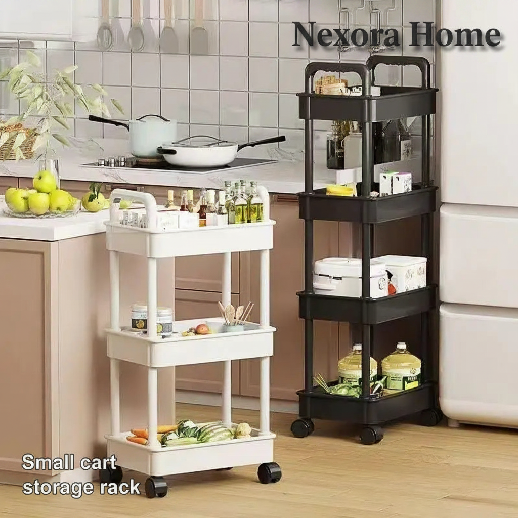 White and black 5-tier kitchen trolley comparison - Nexora Home